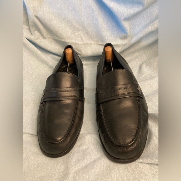 EUC Vintage Thom McAn Karl Black Leather Loafer Slip On Wide Size 12W - Picture 1 of 9
